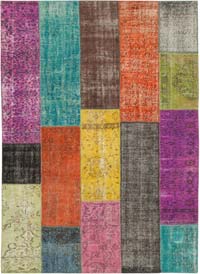 Patchwork Hand-Knotted Turkish Rug - 6' 8" x 9' 1" (80" x 109")