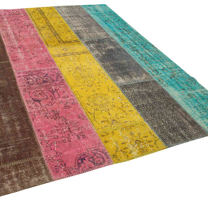 Patchwork Hand-Knotted Turkish Rug - 6' 8" x 9' 1" (80" x 109") - K0063902
