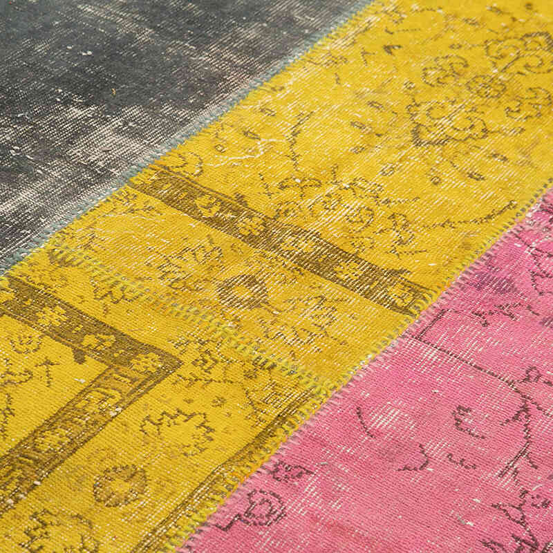 Patchwork Hand-Knotted Turkish Rug - 6' 8" x 9' 1" (80" x 109") - K0063902