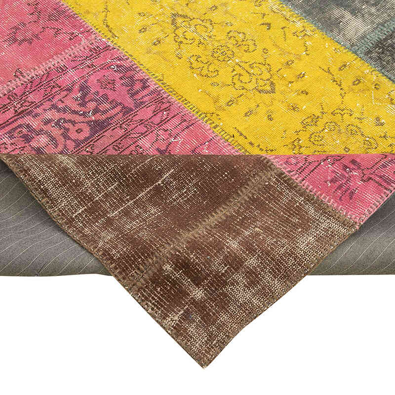 Patchwork Hand-Knotted Turkish Rug - 6' 8" x 9' 1" (80" x 109") - K0063902