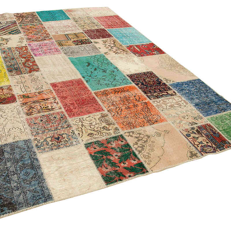 Patchwork Hand-Knotted Turkish Rug - 6' 9" x 9' 10" (81" x 118") - K0063915