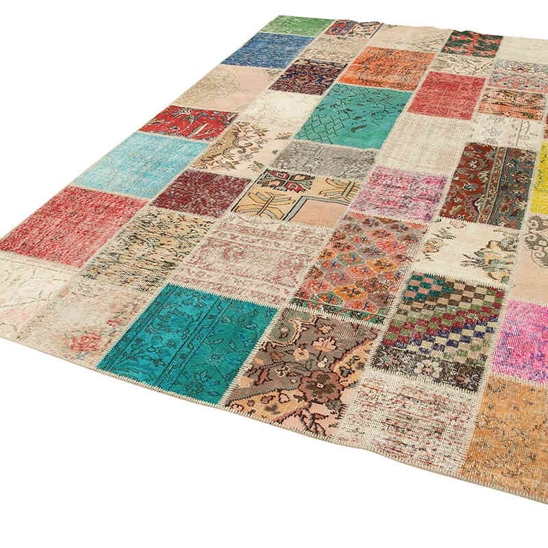 Patchwork Hand-Knotted Turkish Rug - 6' 9" x 9' 10" (81" x 118") - K0063915