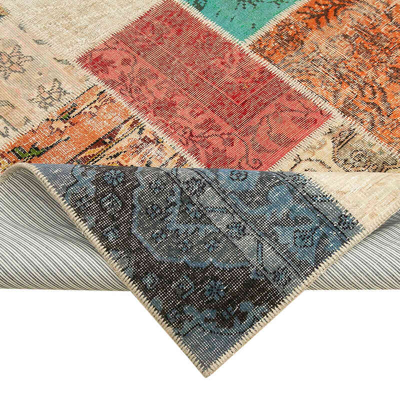 Patchwork Hand-Knotted Turkish Rug - 6' 9" x 9' 10" (81" x 118") - K0063915
