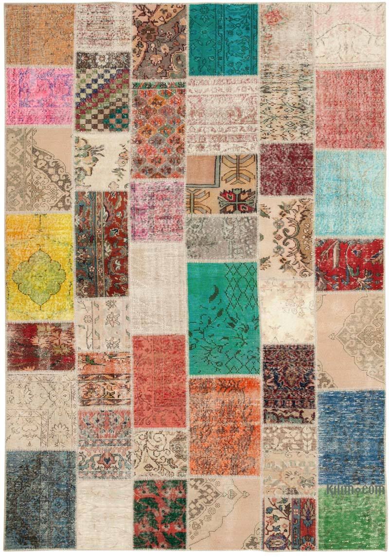 Patchwork Hand-Knotted Turkish Rug - 6' 9" x 9' 10" (81" x 118") - K0063915