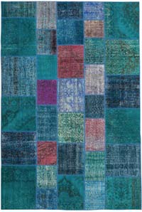 Patchwork Hand-Knotted Turkish Rug - 6' 8" x 9' 10" (80" x 118")