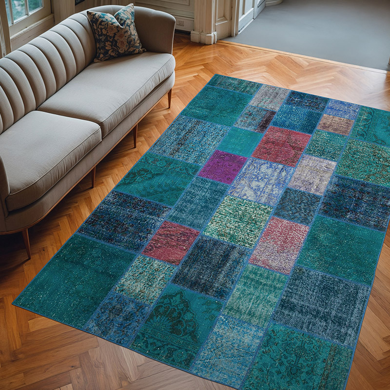 Patchwork El Dokuma Halı - 204 cm x 300 cm - K0063917