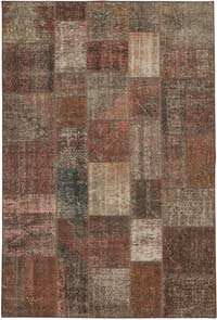 Patchwork Hand-Knotted Turkish Rug - 6' 8" x 9' 9" (80" x 117")
