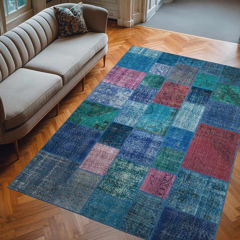 Púrpura Alfombra Turca de Retazos - 203 cm x 300 cm - K0063920