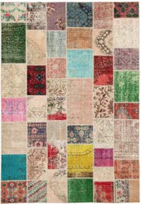 Patchwork Hand-Knotted Turkish Rug - 6' 11" x 9' 10" (83" x 118")