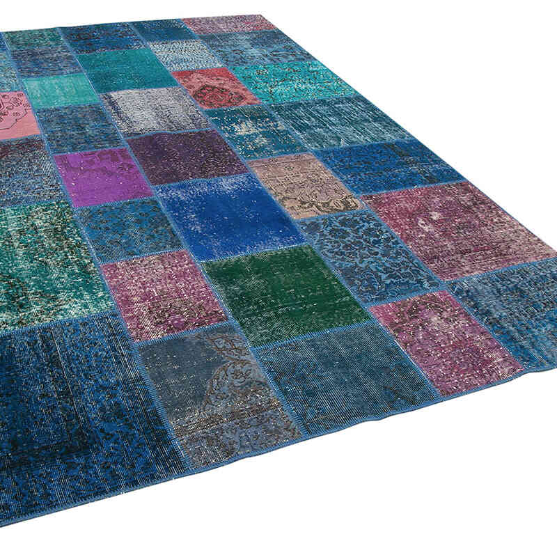 Purple Patchwork Hand-Knotted Turkish Rug - 6' 8" x 9' 10" (80" x 118") - K0063925