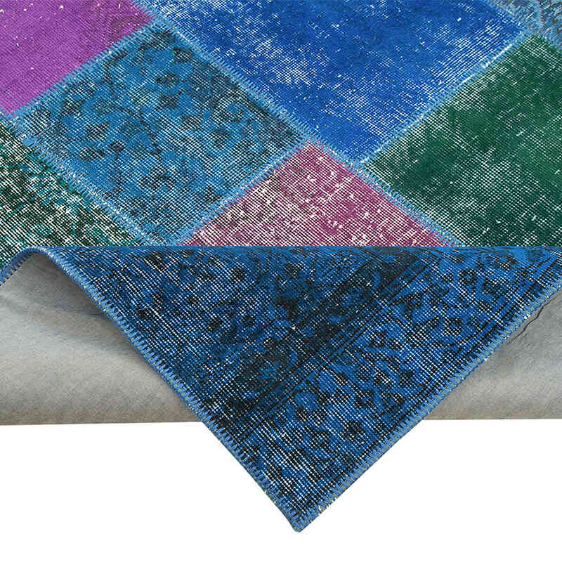 Purple Patchwork Hand-Knotted Turkish Rug - 6' 8" x 9' 10" (80" x 118") - K0063925