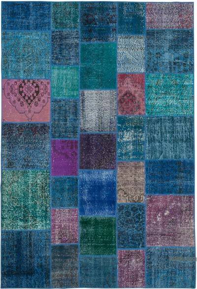 Purple Patchwork Hand-Knotted Turkish Rug - 6' 8" x 9' 10" (80 in. x 118 in.)