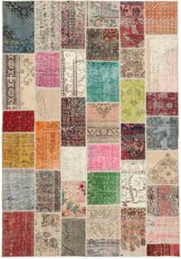 Patchwork Hand-Knotted Turkish Rug - 209 cm x 298 cm