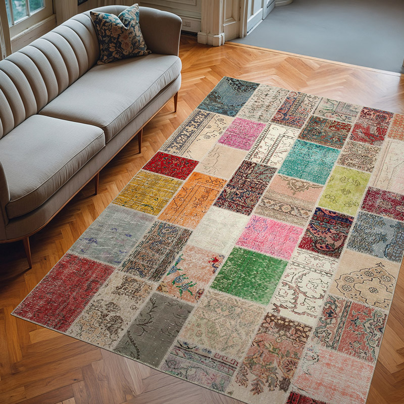 Patchwork El Dokuma Halı - 209 cm x 298 cm - K0063927