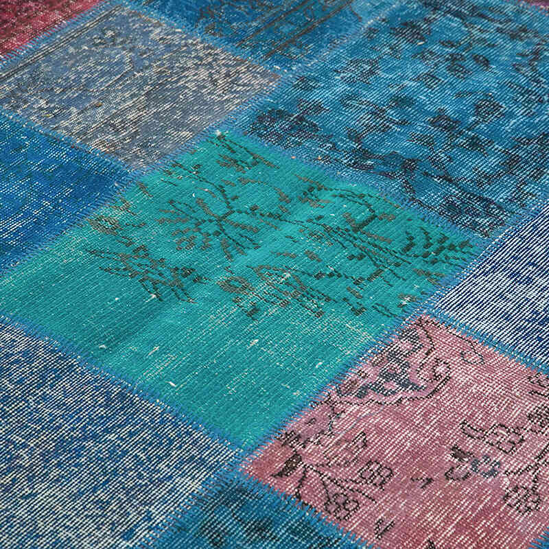 Mor Patchwork El Dokuma Halı - 205 cm x 300 cm - K0063933