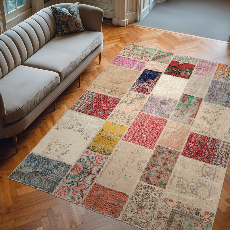 Patchwork El Dokuma Halı - 203 cm x 292 cm - K0063937