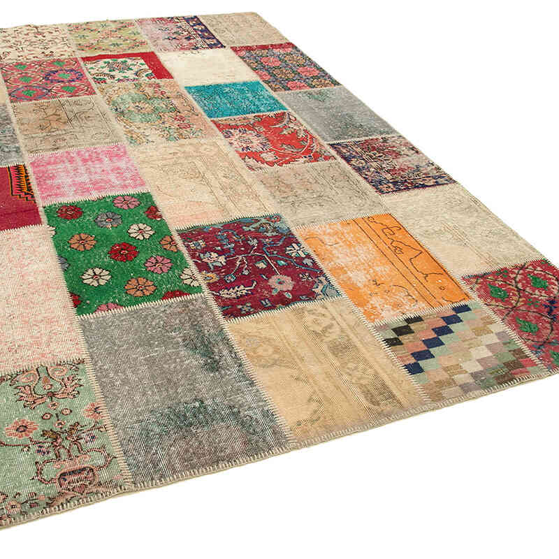 Patchwork Hand-Knotted Turkish Rug - 198 cm x 305 cm - K0063940