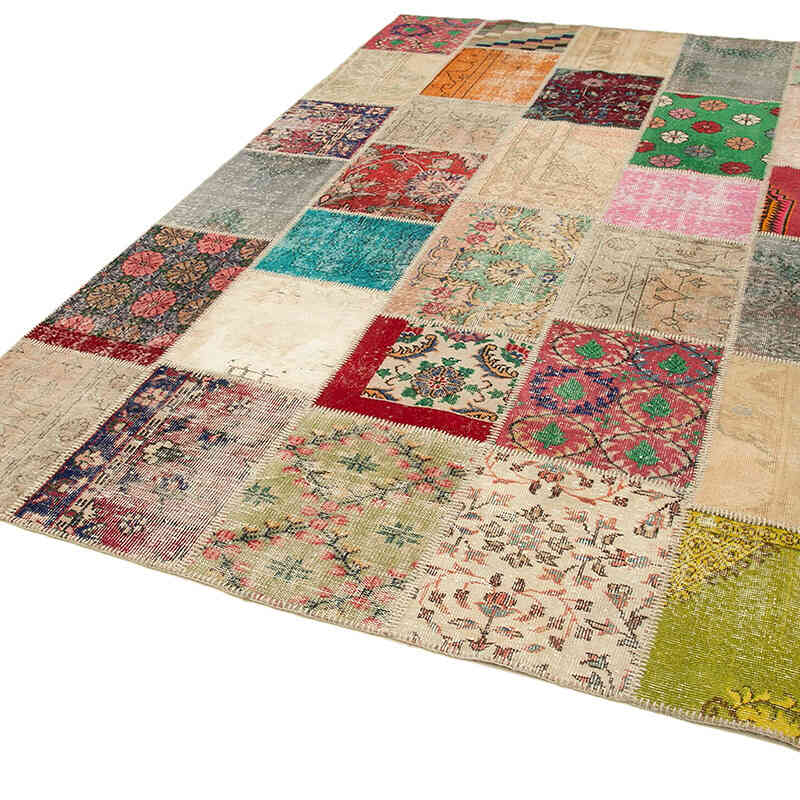 Patchwork Hand-Knotted Turkish Rug - 198 cm x 305 cm - K0063940