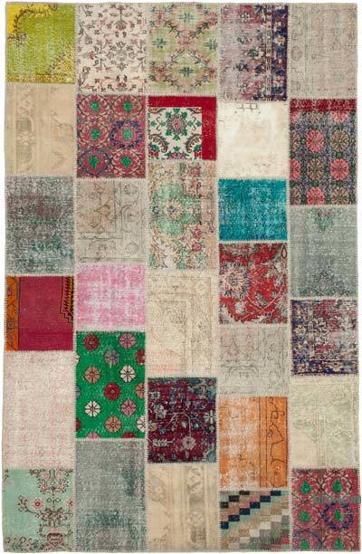 Patchwork Hand-Knotted Turkish Rug - 6' 6" x 10'  (78 in. x 120 in.)