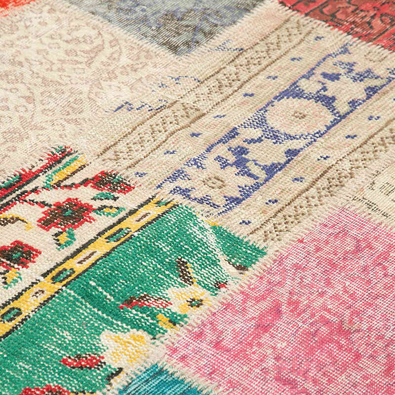 Patchwork Hand-Knotted Turkish Rug - 6' 8" x 9' 9" (80" x 117") - K0063942