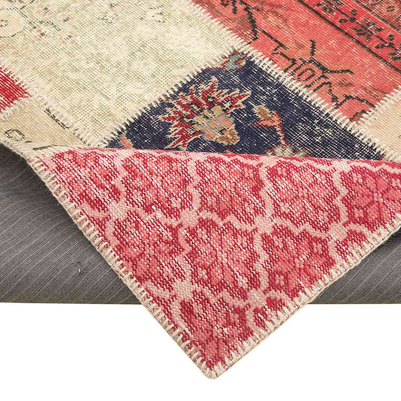 Patchwork Hand-Knotted Turkish Rug - 6' 8" x 9' 9" (80" x 117") - K0063942