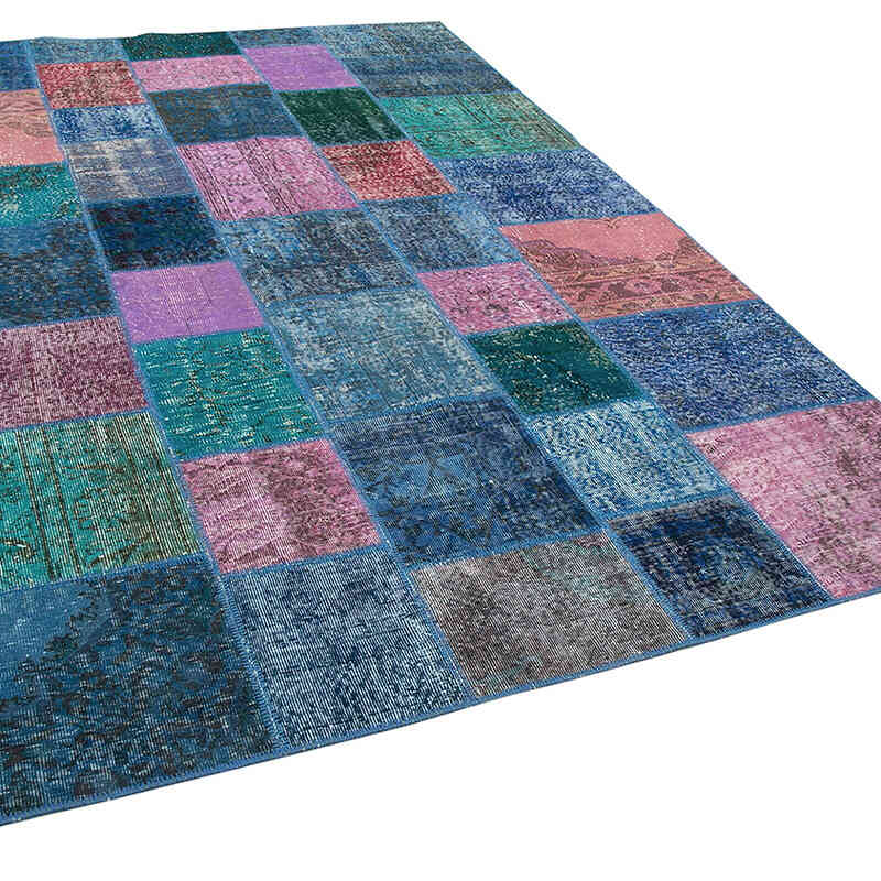 Purple Patchwork Hand-Knotted Turkish Rug - 6' 8" x 9' 10" (80" x 118") - K0063943