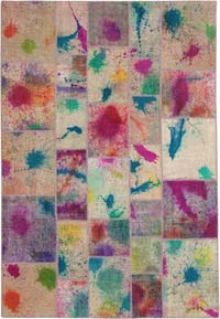 Purple Patchwork Hand-Knotted Turkish Rug - 6' 8" x 9' 9" (80" x 117")