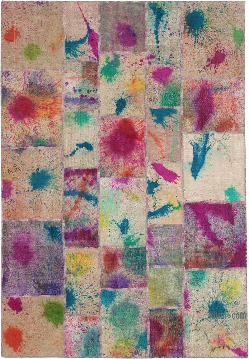 Mor Patchwork El Dokuma Halı - 204 cm x 298 cm - K0063947