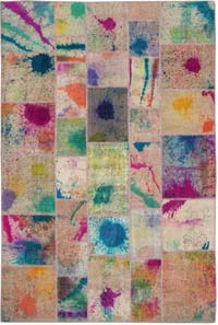 Purple Patchwork Hand-Knotted Turkish Rug - 6' 9" x 10'  (81" x 120")