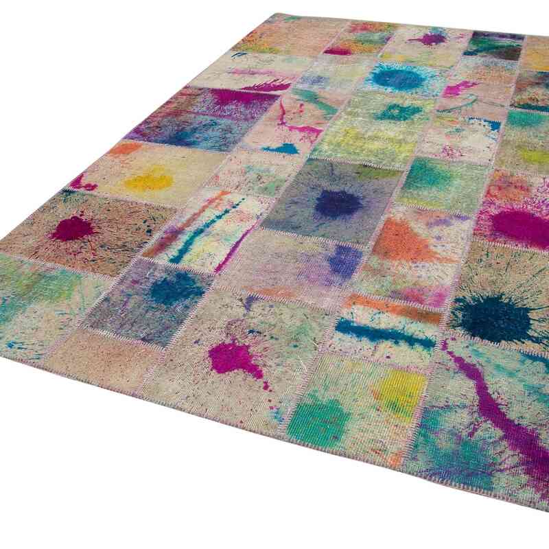 Purple Patchwork Hand-Knotted Turkish Rug - 6' 9" x 10'  (81 in. x 120 in.) - K0063948