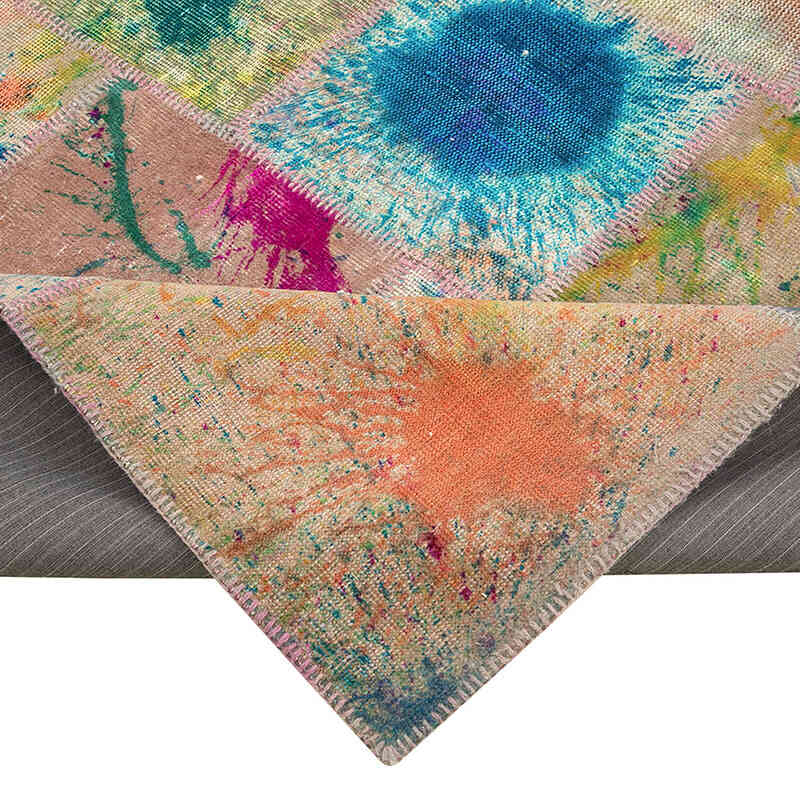 Púrpura Alfombra Turca de Retazos - 206 cm x 305 cm - K0063948