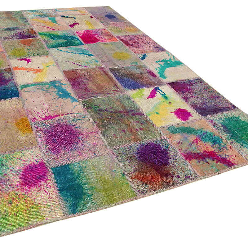 Patchwork Hand-Knotted Turkish Rug - 6' 7" x 10'  (79" x 120") - K0063952