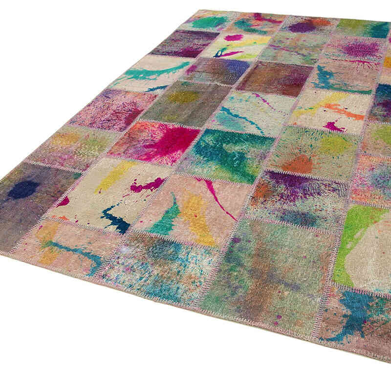 Patchwork Hand-Knotted Turkish Rug - 6' 7" x 10'  (79" x 120") - K0063952