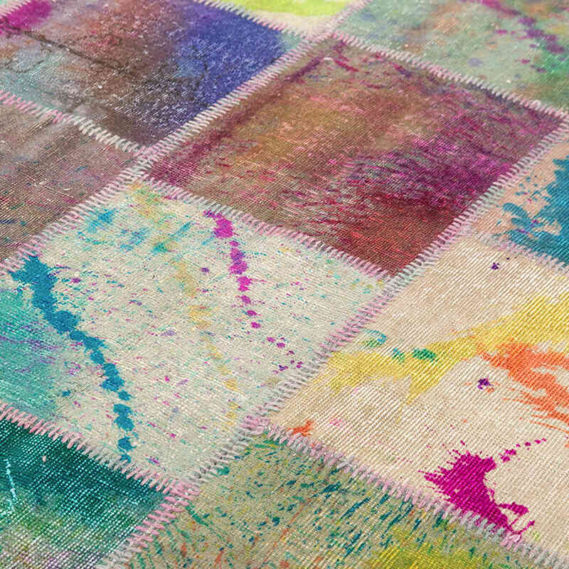 Patchwork Hand-Knotted Turkish Rug - 6' 7" x 10'  (79" x 120") - K0063952