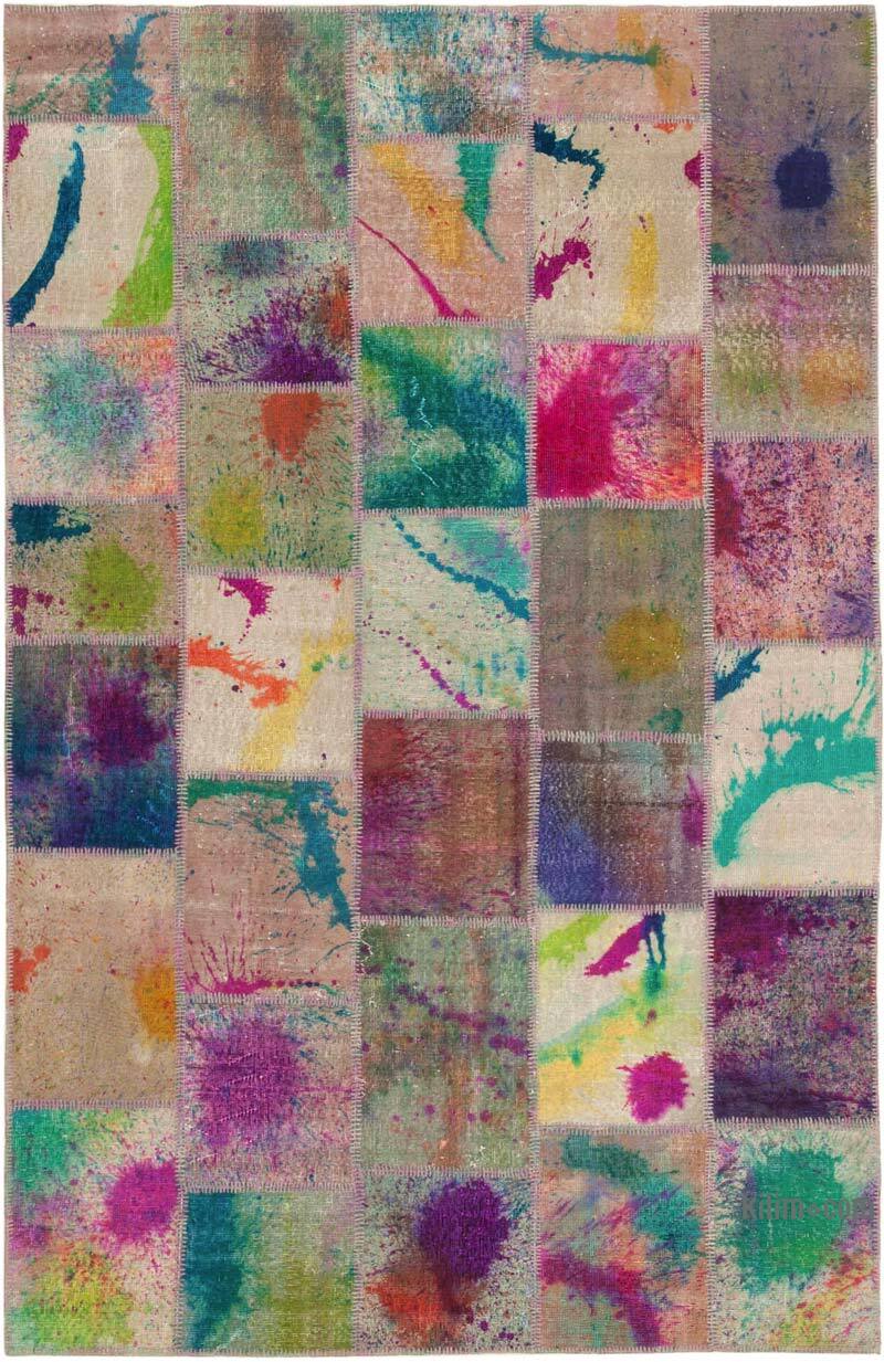 Patchwork Hand-Knotted Turkish Rug - 6' 7" x 10'  (79" x 120") - K0063952