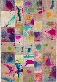 Patchwork Hand-Knotted Turkish Rug - 6' 9" x 9' 11" (81" x 119")