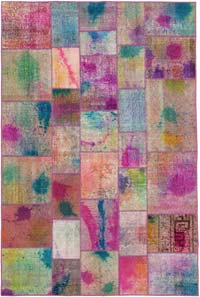 Patchwork Hand-Knotted Turkish Rug - 6' 6" x 9' 10" (78" x 118")