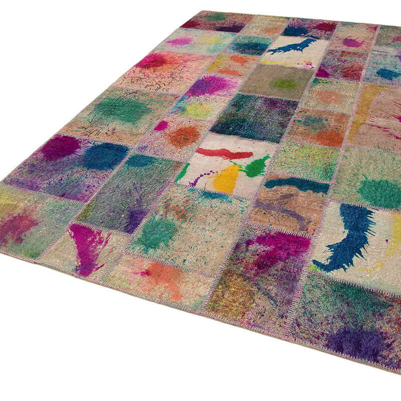 Patchwork Hand-Knotted Turkish Rug - 6' 8" x 9' 11" (80" x 119") - K0063960