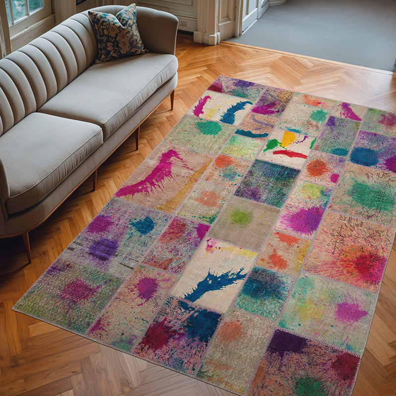 Patchwork Hand-Knotted Turkish Rug - 6' 8" x 9' 11" (80" x 119") - K0063960