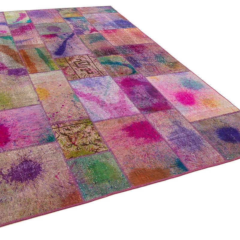 Patchwork Hand-Knotted Turkish Rug - 6' 6" x 9' 11" (78" x 119") - K0063961