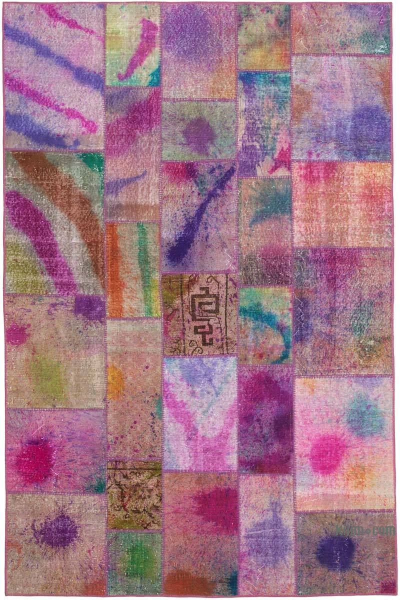 Patchwork Hand-Knotted Turkish Rug - 6' 6" x 9' 11" (78" x 119") - K0063961