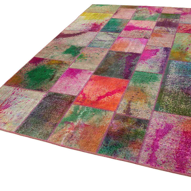 Patchwork Hand-Knotted Turkish Rug - 6' 6" x 9' 11" (78" x 119") - K0063964