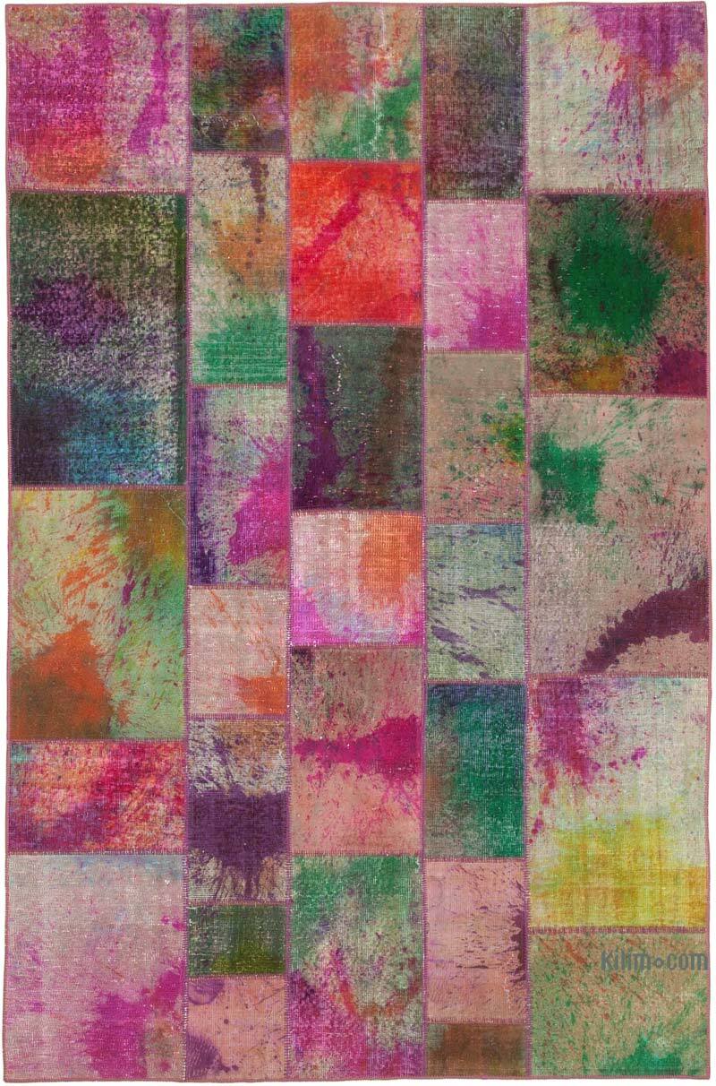 Patchwork Hand-Knotted Turkish Rug - 6' 6" x 9' 11" (78" x 119") - K0063964