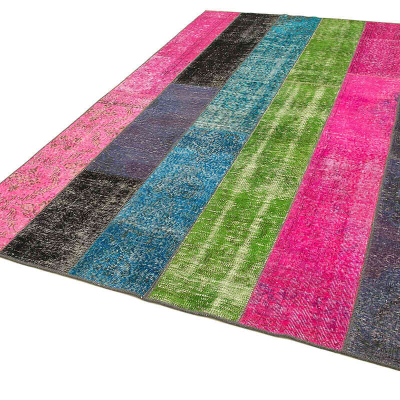 Patchwork Hand-Knotted Turkish Rug - 6' 7" x 9' 10" (79" x 118") - K0063965