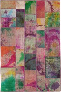 Patchwork Hand-Knotted Turkish Rug - 6' 6" x 9' 10" (78" x 118")