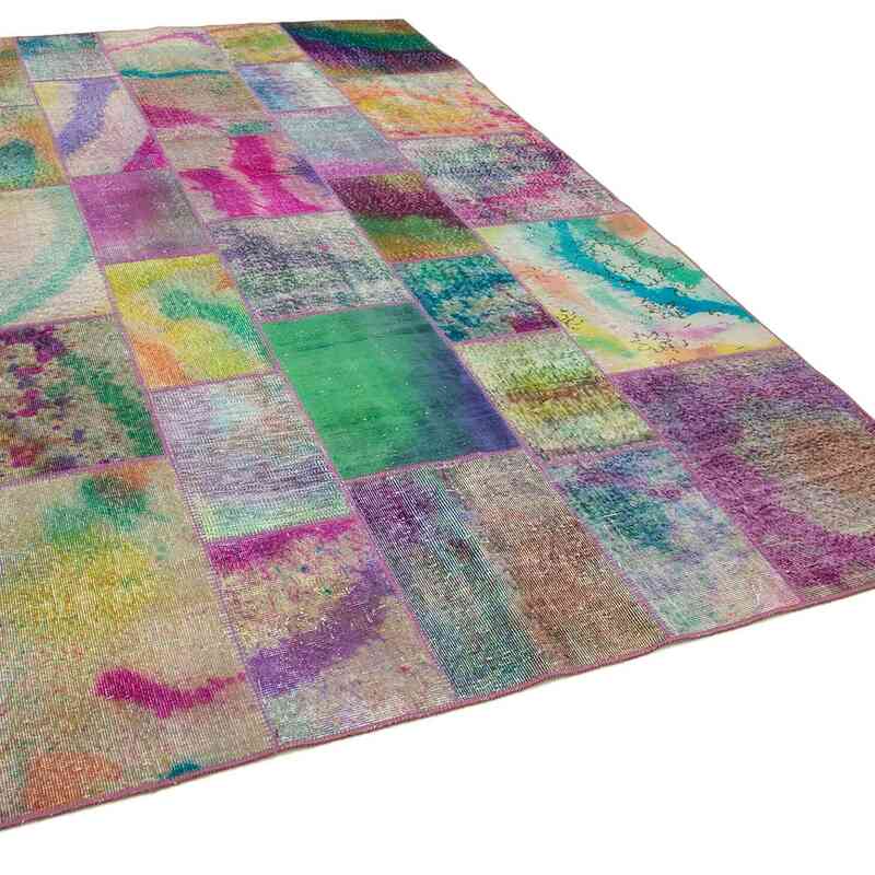 Patchwork Hand-Knotted Turkish Rug - 6' 6" x 9' 11" (78" x 119") - K0063968