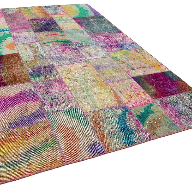 Patchwork Hand-Knotted Turkish Rug - 6' 6" x 9' 11" (78" x 119") - K0063969