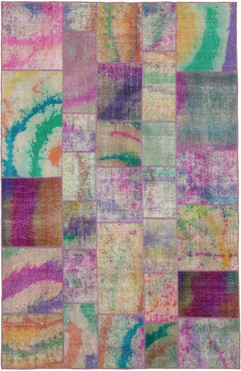 Patchwork Hand-Knotted Turkish Rug - 6' 6" x 9' 11" (78" x 119") - K0063969