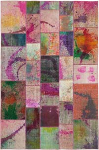 Patchwork Hand-Knotted Turkish Rug - 6' 6" x 9' 10" (78" x 118")