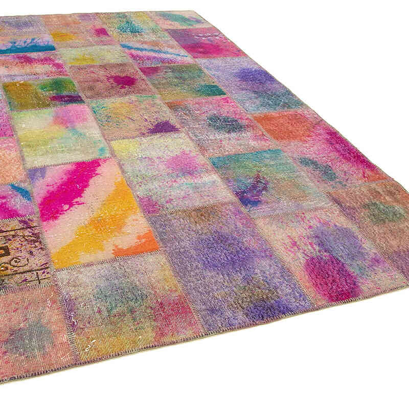 Patchwork Hand-Knotted Turkish Rug - 6' 7" x 9' 11" (79" x 119") - K0063974